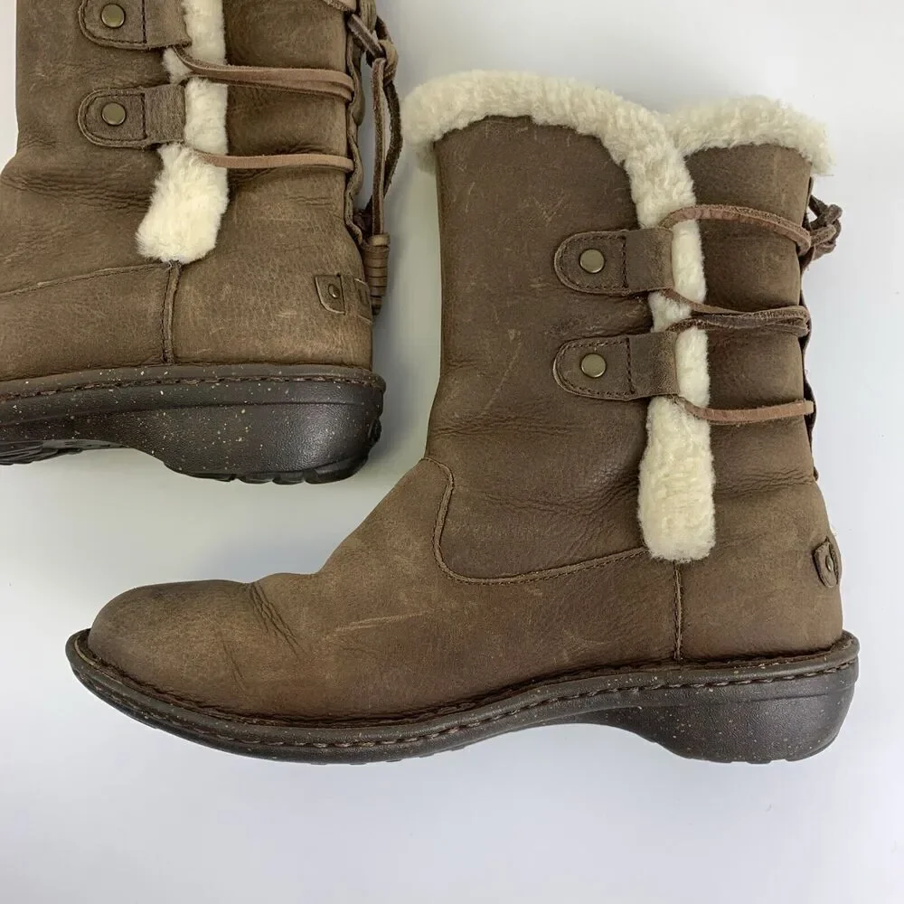 BOGO UGG Akadia Boot Brown Leather Sheepskin Shearling Lined 1007760 Womens 7
